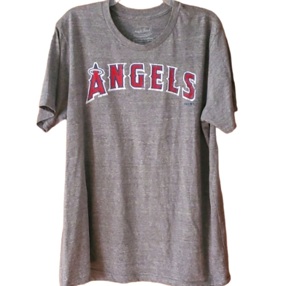 Majestic Threads Mens Grey LA Angels Baseball #27 Mike Trout Tee Size‎ 2X